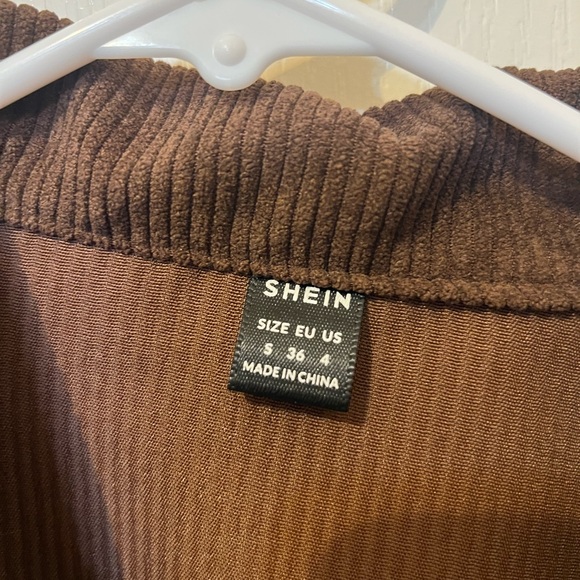SHEIN Brown Corduroy Button-Up Crop Jacket - Picture 4 of 6